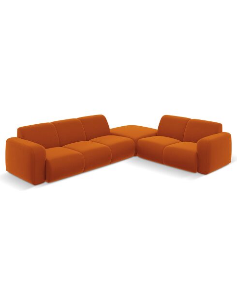 Canapé d'Angle droit en Velours Lola 6 places terracotta - 315x250x72 cm