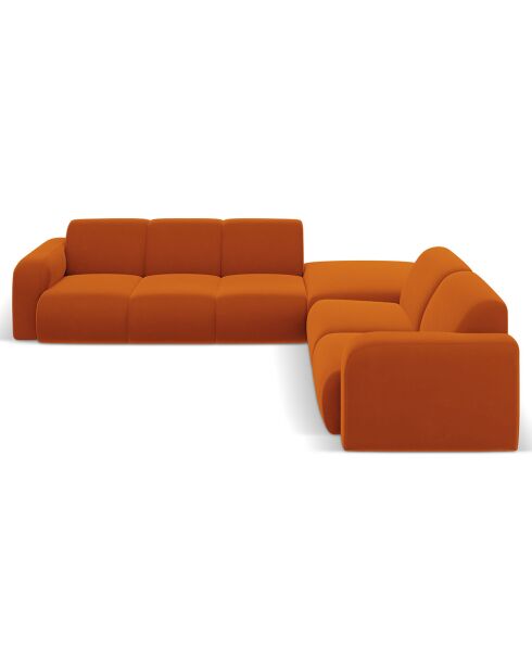 Canapé d'Angle droit en Velours Lola 6 places terracotta - 315x250x72 cm