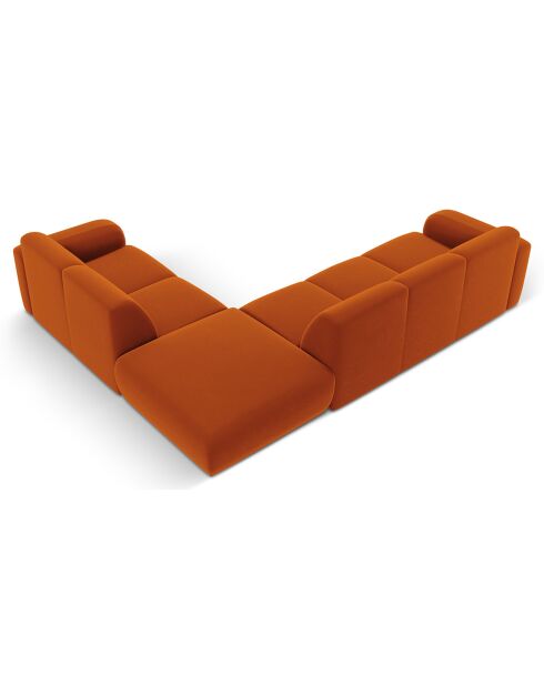 Canapé d'Angle droit en Velours Lola 6 places terracotta - 315x250x72 cm