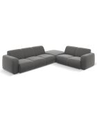 Canapé d'Angle droit en Velours Lola 6 places ciment - 315x250x72 cm