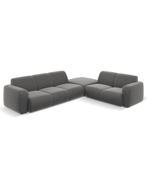 Canapé d'Angle droit en Velours Lola 6 places ciment - 315x250x72 cm