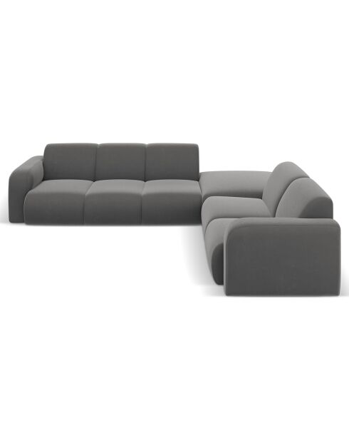 Canapé d'Angle droit en Velours Lola 6 places ciment - 315x250x72 cm