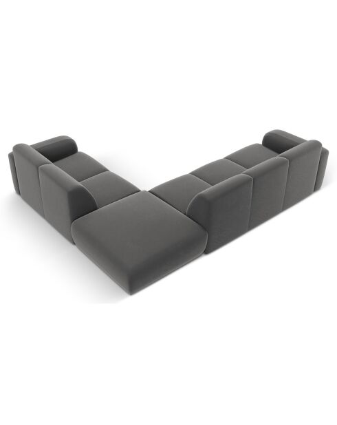 Canapé d'Angle droit en Velours Lola 6 places ciment - 315x250x72 cm