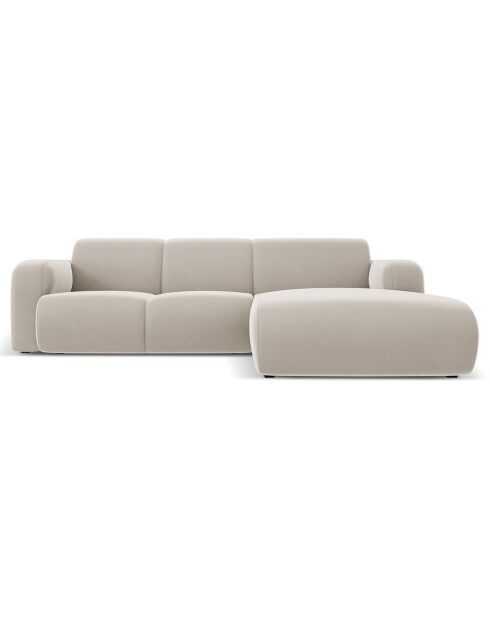 Canapé d'Angle droit en Velours Lola 4 places beige clair - 250x170x72 cm