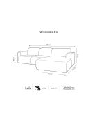 Canapé d'Angle droit en Velours Lola 6 places gris clair - 315x250x72 cm