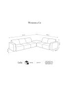 Canapé d'Angle droit en Velours Lola 4 places ciment - 250x170x72 cm