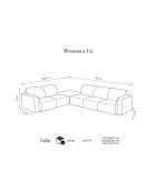 Canapé d'Angle gauche en Velours Lola 4 places ciment - 250x170x72 cm
