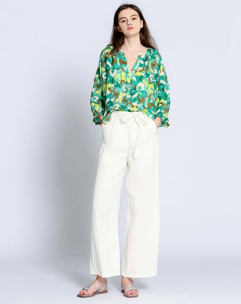 Weiße Hose Elena aus Leinen und Baumwolle