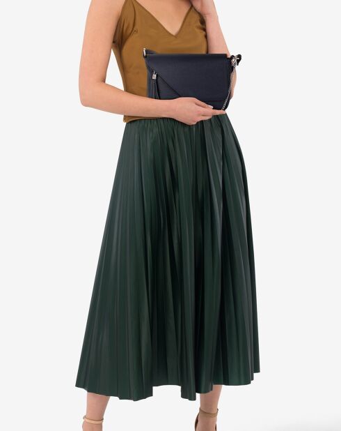 Lola marineblaue Schultertasche aus Leder - 24x18x6 cm