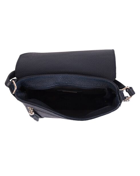 Lola marineblaue Schultertasche aus Leder - 24x18x6 cm