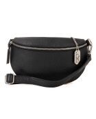 Berenice Bananentasche aus schwarzem Leder - 25x14x1 cm