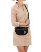 Berenice Bananentasche aus schwarzem Leder - 25x14x1 cm