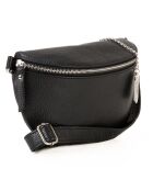 Berenice Bananentasche aus schwarzem Leder - 25x14x1 cm