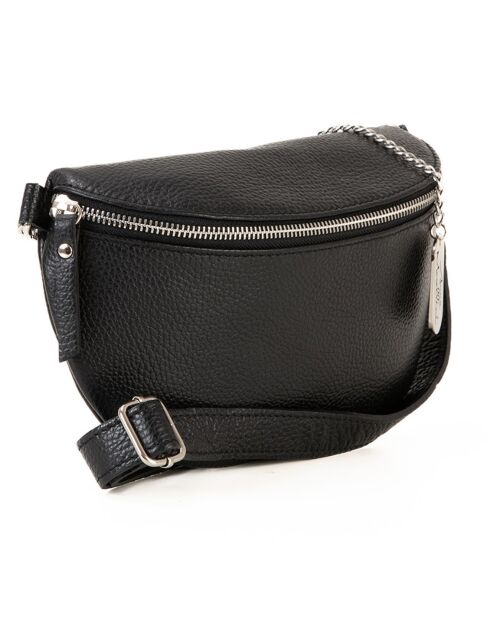 Berenice Bananentasche aus schwarzem Leder - 25x14x1 cm