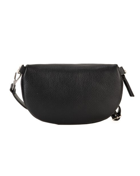 Berenice Bananentasche aus schwarzem Leder - 25x14x1 cm