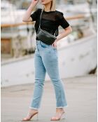 Berenice Bananentasche aus schwarzem Leder - 25x14x1 cm