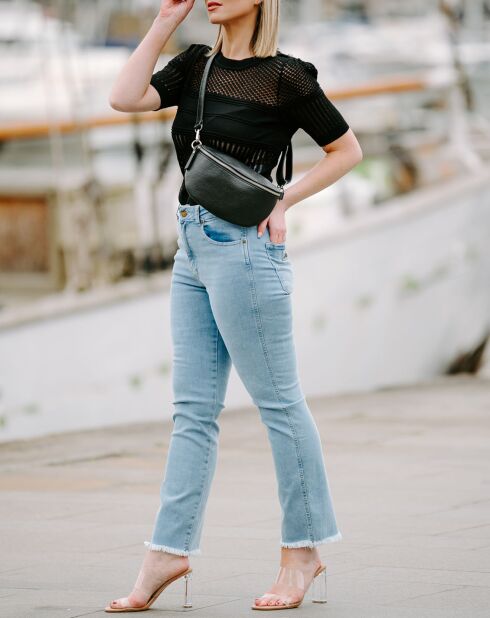 Berenice Bananentasche aus schwarzem Leder - 25x14x1 cm