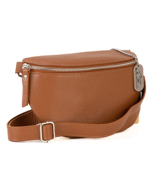 Berenice Cognacfarbene Gürteltasche aus Leder - 25x14x1 cm