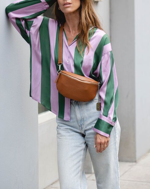 Berenice Cognacfarbene Gürteltasche aus Leder - 25x14x1 cm