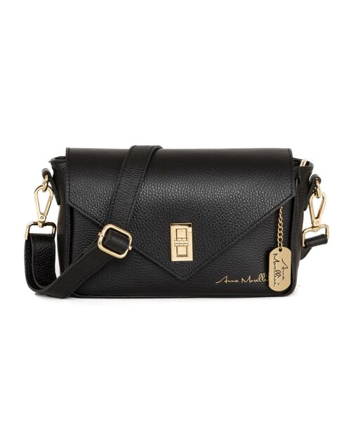 Terina schwarze Schultertasche aus Leder - 24x16x6,5 cm