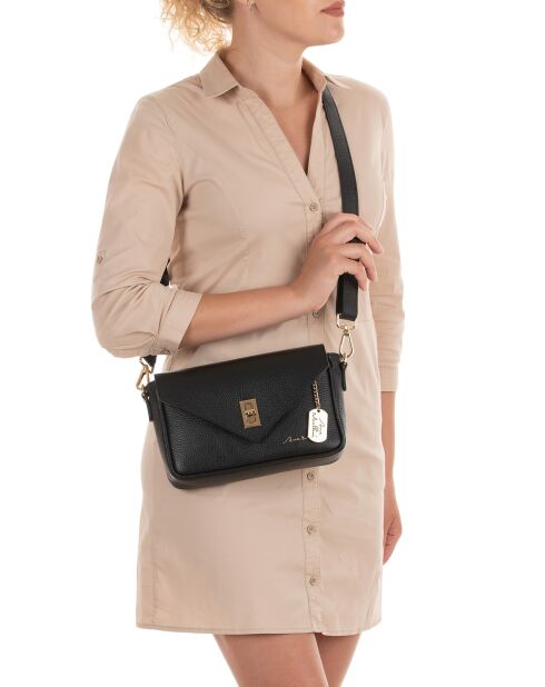 Terina schwarze Schultertasche aus Leder - 24x16x6,5 cm