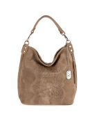 Denise taupe leren schoudertas - 29x31x14 cm