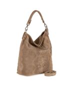 Denise taupe leren schoudertas - 29x31x14 cm