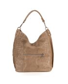 Denise taupe leren schoudertas - 29x31x14 cm