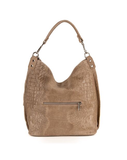 Denise taupe leren schoudertas - 29x31x14 cm