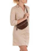 Bruine leren heuptasje van Azzurra - 21x13x6 cm