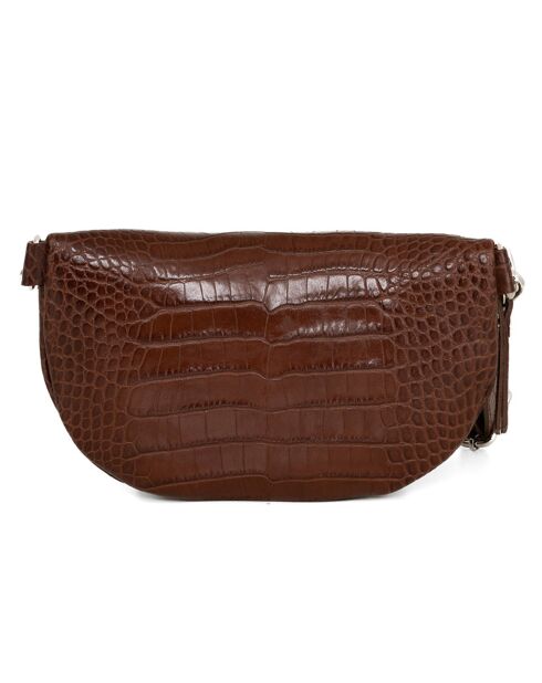 Bruine leren heuptasje van Azzurra - 21x13x6 cm