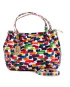 Borsa Anna Signature in pelle bianco/multicolore - 26x20x13 cm