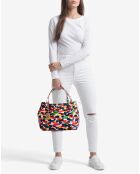 Borsa Anna Signature in pelle bianco/multicolore - 26x20x13 cm