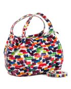 Borsa Anna Signature in pelle bianco/multicolore - 26x20x13 cm