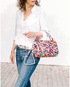 Borsa Anna Signature in pelle bianco/multicolore - 26x20x13 cm