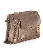 Donkergouden Agnesina leren schoudertas - 26x19x7 cm