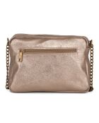 Donkergouden Agnesina leren schoudertas - 26x19x7 cm