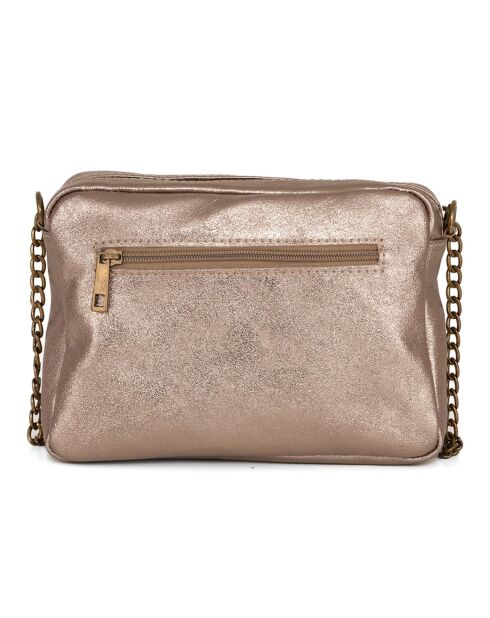 Donkergouden Agnesina leren schoudertas - 26x19x7 cm