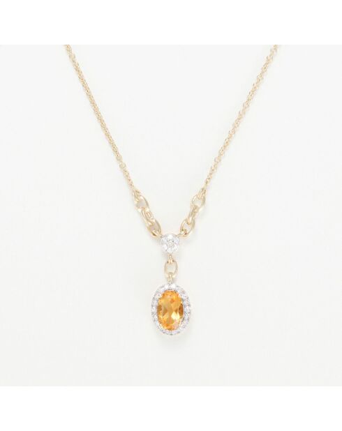 Assirala Halskette aus 0,08 ct Diamanten und 0,38 ct Citrin Gelbgold