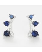 Boucles d'oreilles Soulia Diamants 0.03 ct & Saphirs 0.27 ct or blanc