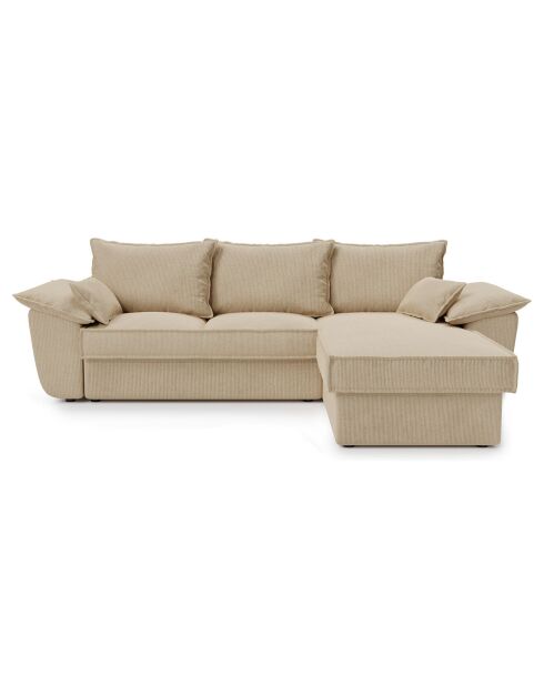 Beiges Ecksofa Sasha aus Kord, umwandelbar, rechts, 257 x 93 x 168 x 88 cm