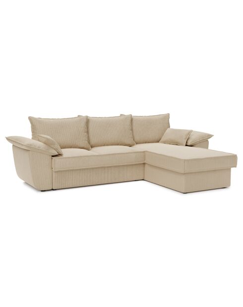 Beiges Ecksofa Sasha aus Kord, umwandelbar, rechts, 257 x 93 x 168 x 88 cm