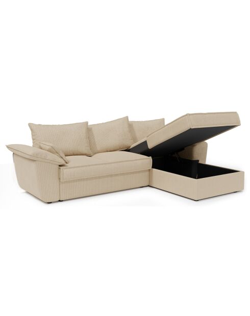 Beiges Ecksofa Sasha aus Kord, umwandelbar, rechts, 257 x 93 x 168 x 88 cm