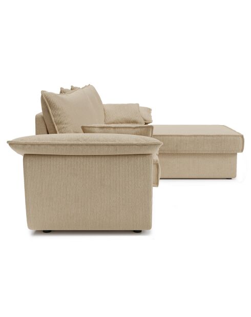 Beiges Ecksofa Sasha aus Kord, umwandelbar, rechts, 257 x 93 x 168 x 88 cm