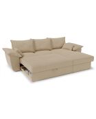 Canapé d'angle droit convertible en Velours côtelé Sasha beige - 257x93/168x88 cm