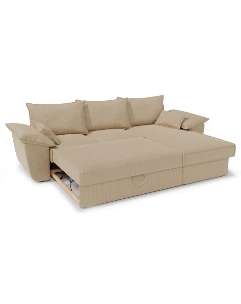 Beiges Ecksofa Sasha aus Kord, umwandelbar, rechts, 257 x 93 x 168 x 88 cm