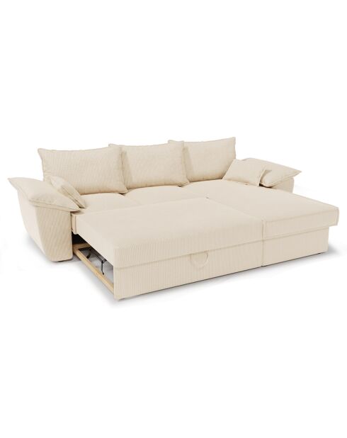Creme corduroy converteerbare hoekbank rechts Sasha - 257x93/168x88 cm