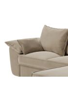 Canapé d'angle droit convertible en Velours Sasha beige - 257x93/168x88 cm