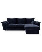 Canapé d'angle droit convertible en Velours Sasha bleu nuit - 257x93/168x88 cm