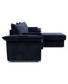 Canapé d'angle droit convertible en Velours Sasha bleu nuit - 257x93/168x88 cm